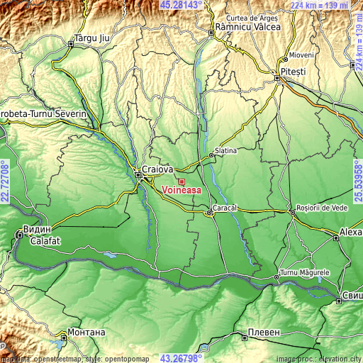 Topographic map of Voineasa