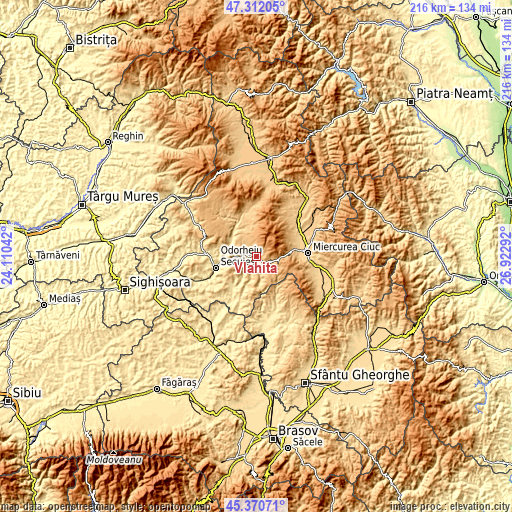 Topographic map of Vlăhiţa