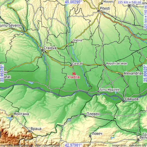 Topographic map of Vlădila