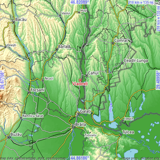 Topographic map of Vlădeşti