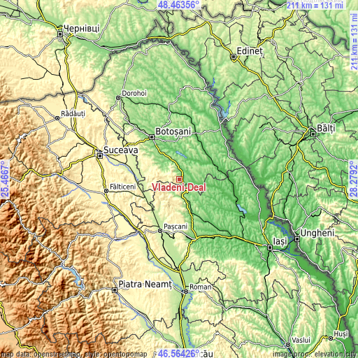 Topographic map of Vlădeni-Deal