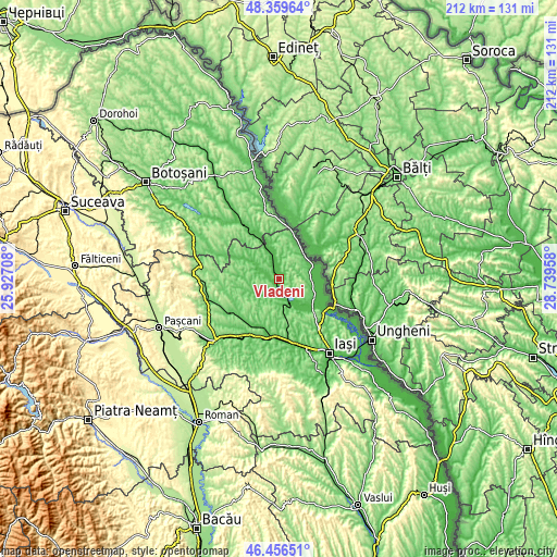 Topographic map of Vlădeni