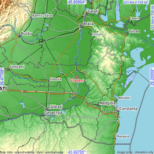 Topographic map of Vlădeni