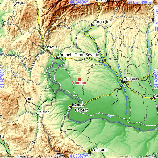 Topographic map of Vlădaia