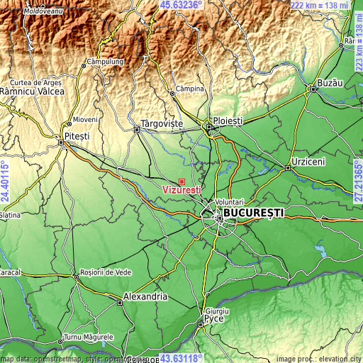 Topographic map of Vizurești