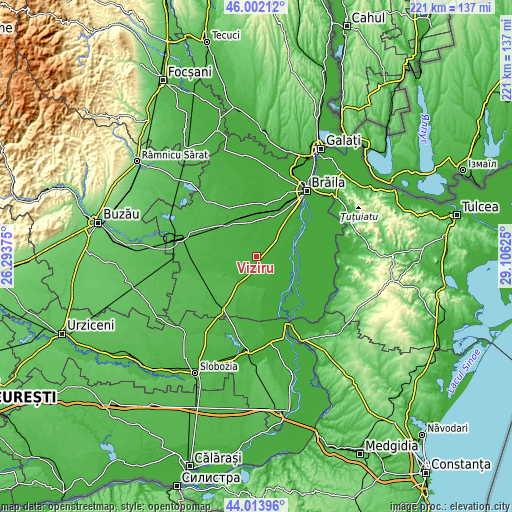 Topographic map of Viziru