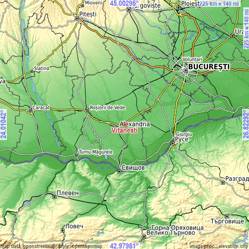 Topographic map of Vităneşti