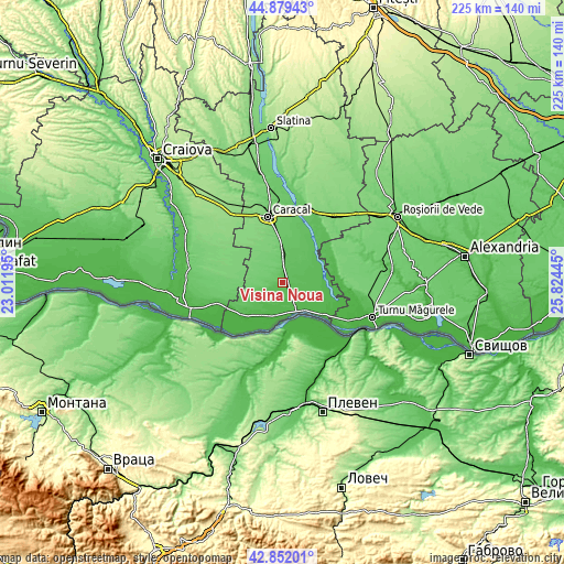 Topographic map of Vișina Nouă