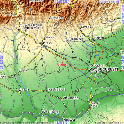 Topographic map of Vişina