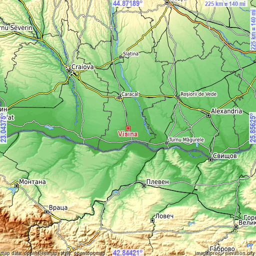 Topographic map of Vişina