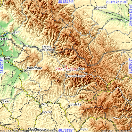 Topographic map of Vişeu de Sus