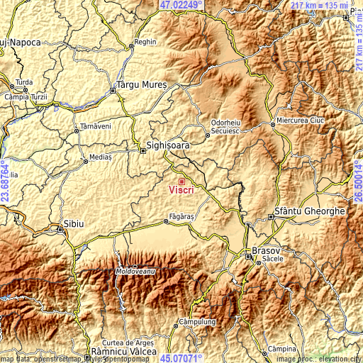 Topographic map of Viscri