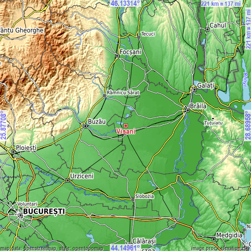 Topographic map of Vişani