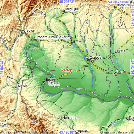 Topographic map of Vârtop