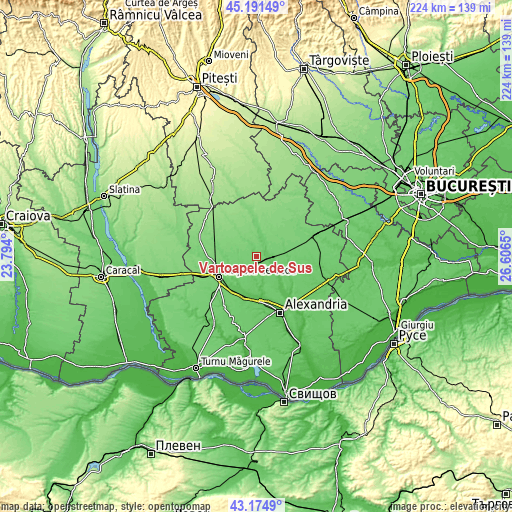 Topographic map of Vârtoapele de Sus