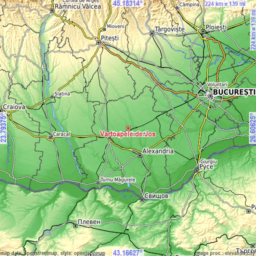 Topographic map of Vârtoapele de Jos