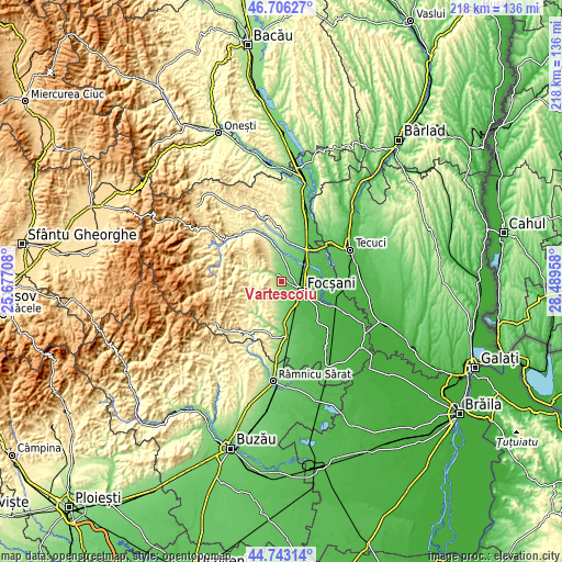 Topographic map of Vârteşcoiu