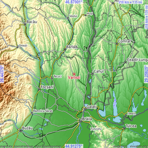 Topographic map of Vârlezi