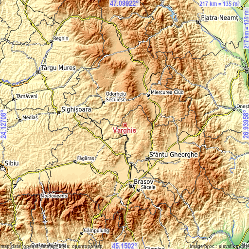 Topographic map of Vârghiş