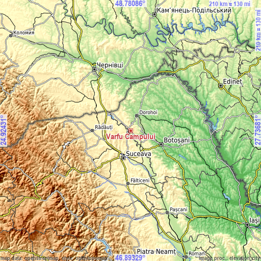 Topographic map of Vârfu Câmpului