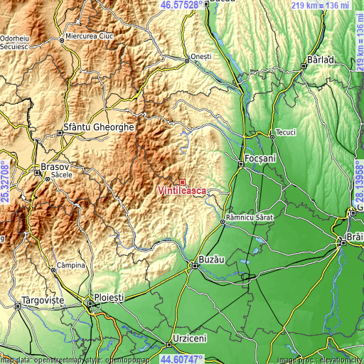 Topographic map of Vintileasca