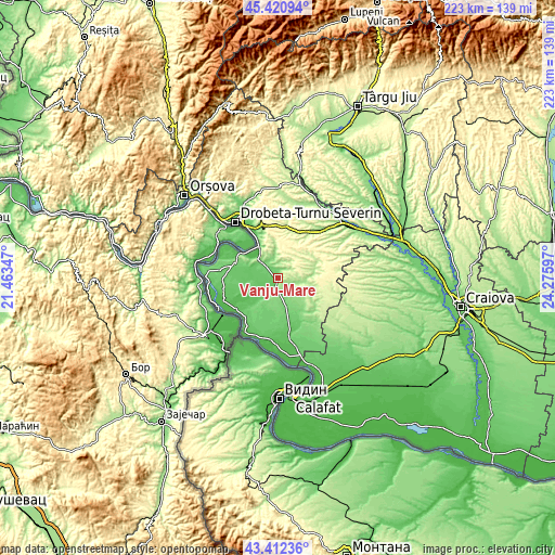 Topographic map of Vânju-Mare