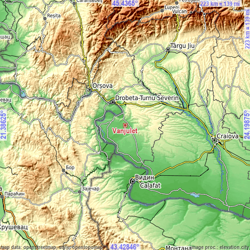 Topographic map of Vânjuleţ