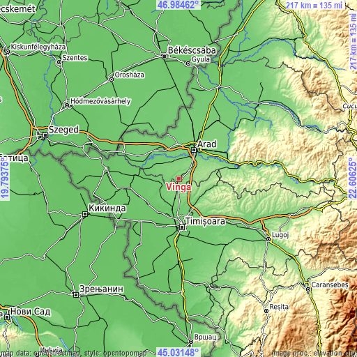 Topographic map of Vinga