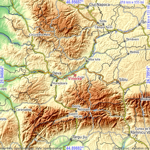 Topographic map of Vinerea