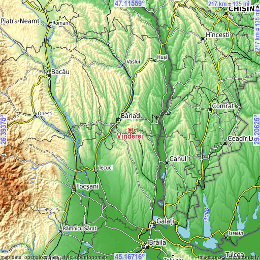 Topographic map of Vinderei