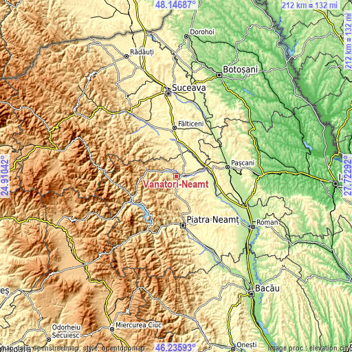 Topographic map of Vânători-Neamţ