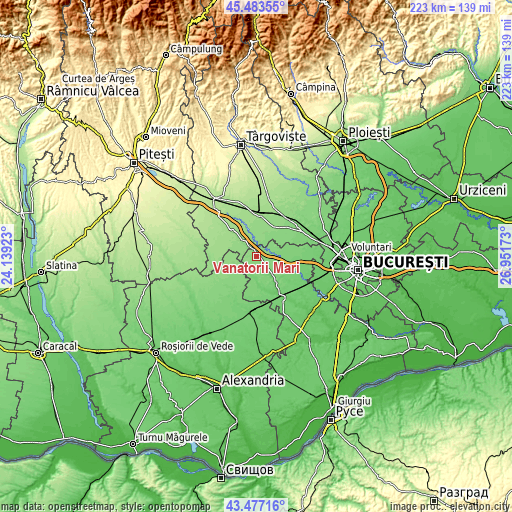 Topographic map of Vânătorii Mari