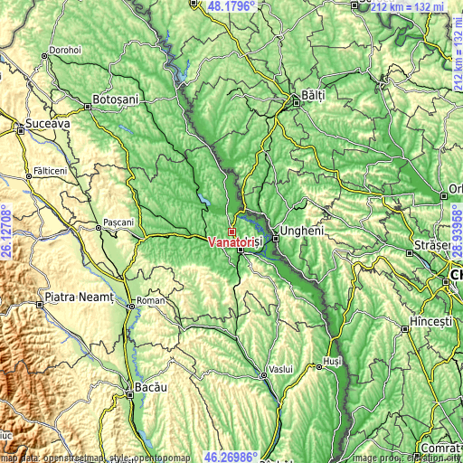 Topographic map of Vânători