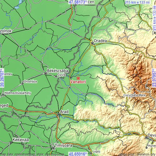 Topographic map of Vânători