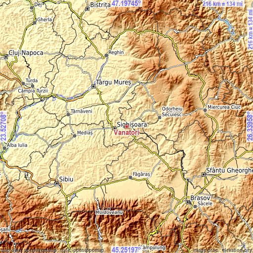 Topographic map of Vânători