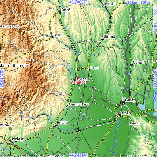 Topographic map of Vânători