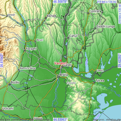 Topographic map of Vânători