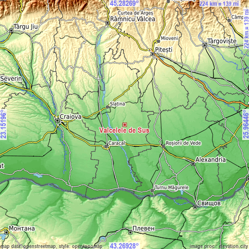 Topographic map of Vâlcelele de Sus