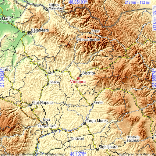 Topographic map of Viișoara