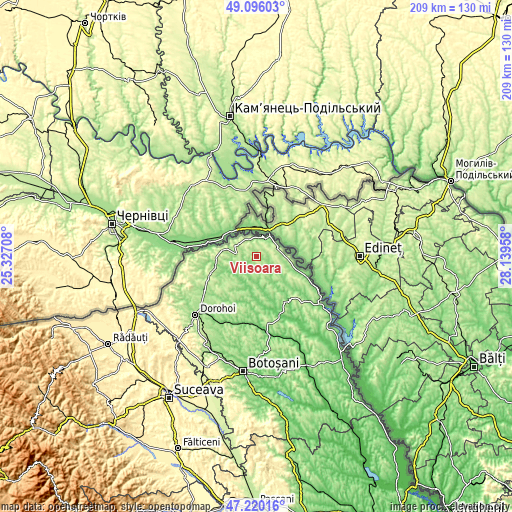 Topographic map of Viişoara