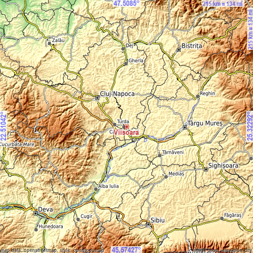 Topographic map of Viişoara