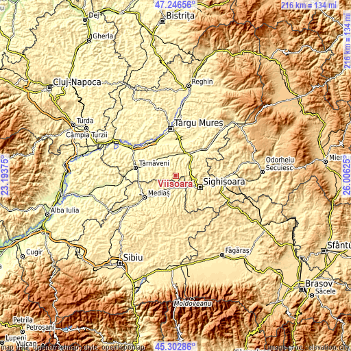 Topographic map of Viişoara