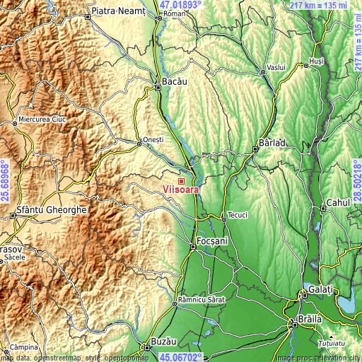 Topographic map of Viișoara