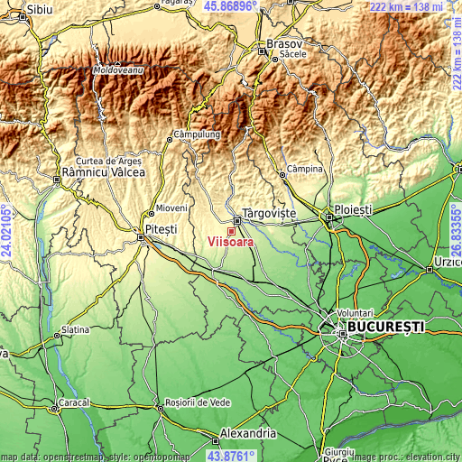 Topographic map of Viișoara