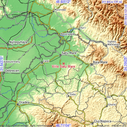 Topographic map of Viile Satu Mare