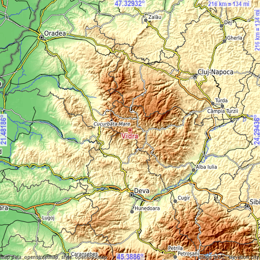 Topographic map of Vidra