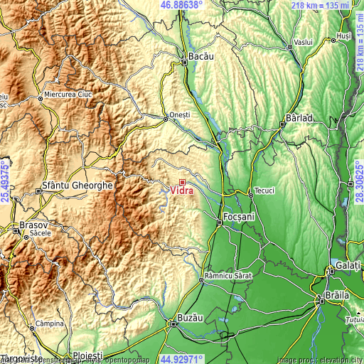 Topographic map of Vidra