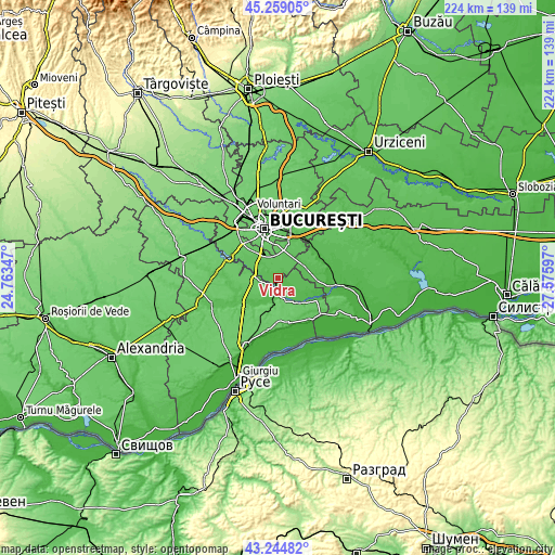 Topographic map of Vidra