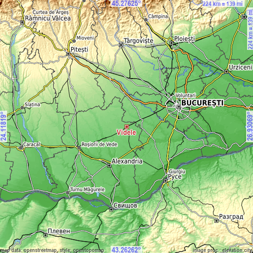 Topographic map of Videle