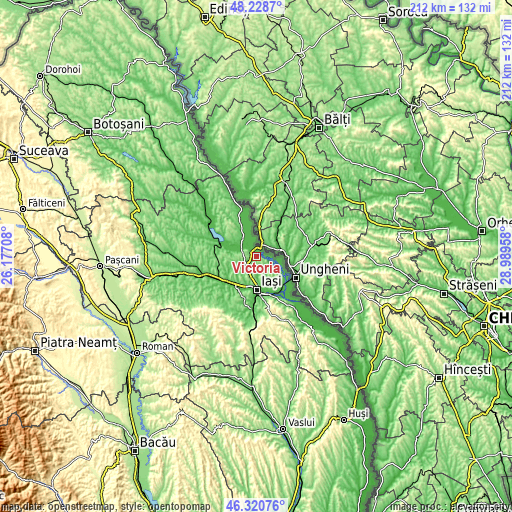 Topographic map of Victoria